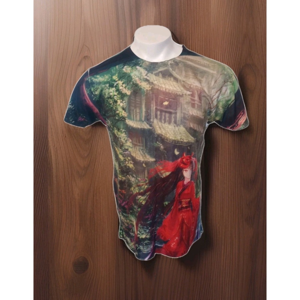 Japanese Geisha Anime Graphic T-Shirt Manga American Apparel Size M Unisex